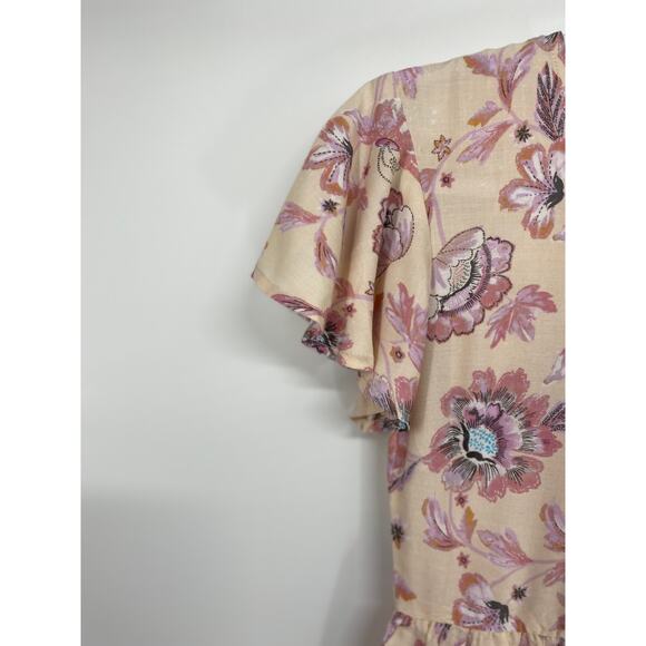 Japna Womens Pink Floral Patterned Flutter Sleeve Dress NEW XS - Picture 10 of 10